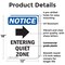 Signmission Entering Quiet Zone, 12 in W x Rectangle, Plastic OS-2PACK-NS-P-1218-V-12096 - alternate 2